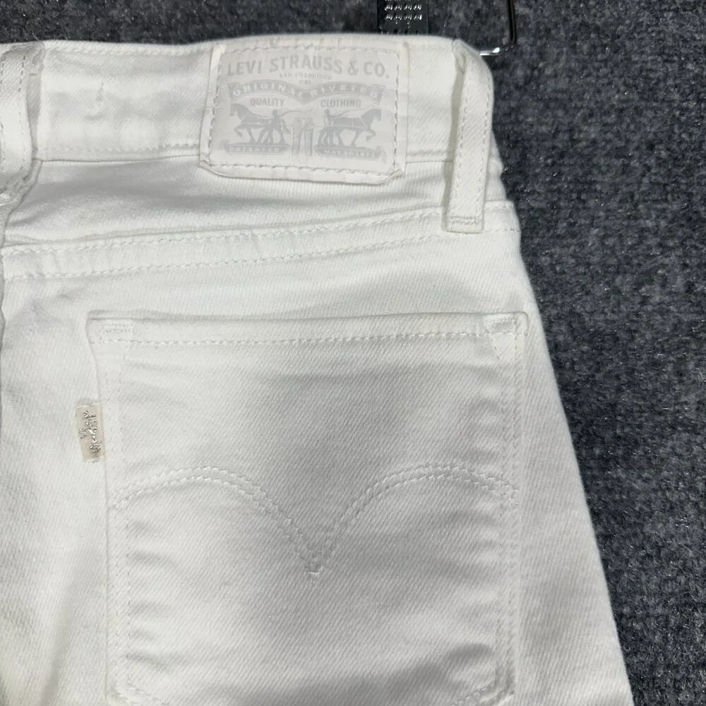 Levis 712 Slim Jeans Womens 25 White Cotton Stretch Pockets Tapered Leg - Picture 9 of 9